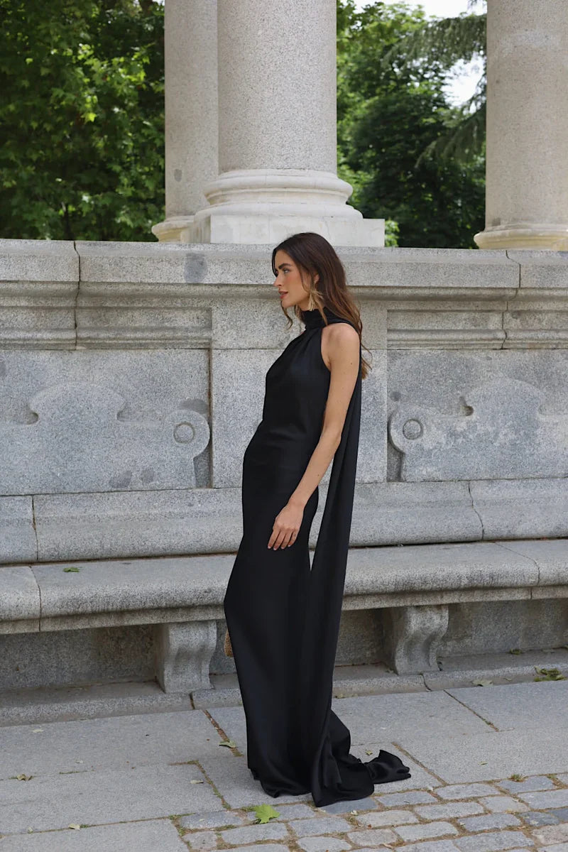 Satin One-Shoulder Mermaid Gown with Train