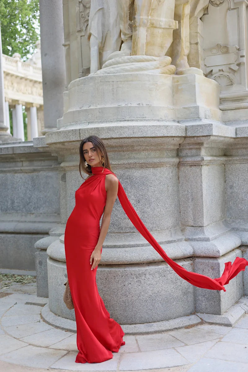 Satin One-Shoulder Mermaid Gown with Train