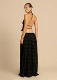 Rust Textured Halter Crop Top & Maxi Skirt Set