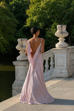 Cascade Open-Back Evening Gown