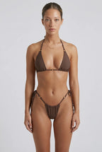 Cocoa Gold-Ring Triangle Bikini