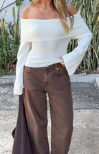 Cream Off Shoulder Sweater