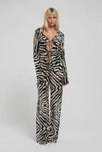 Zebra Print Tie-Front Blouse & Wide-Leg Pants Set