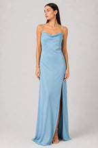 Cascade Open-Back Evening Gown