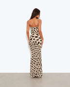 Cheetah Print Silk Tie-Front Slip Dress