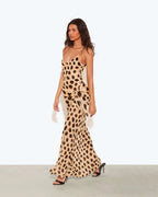 Cheetah Print Silk Tie-Front Slip Dress