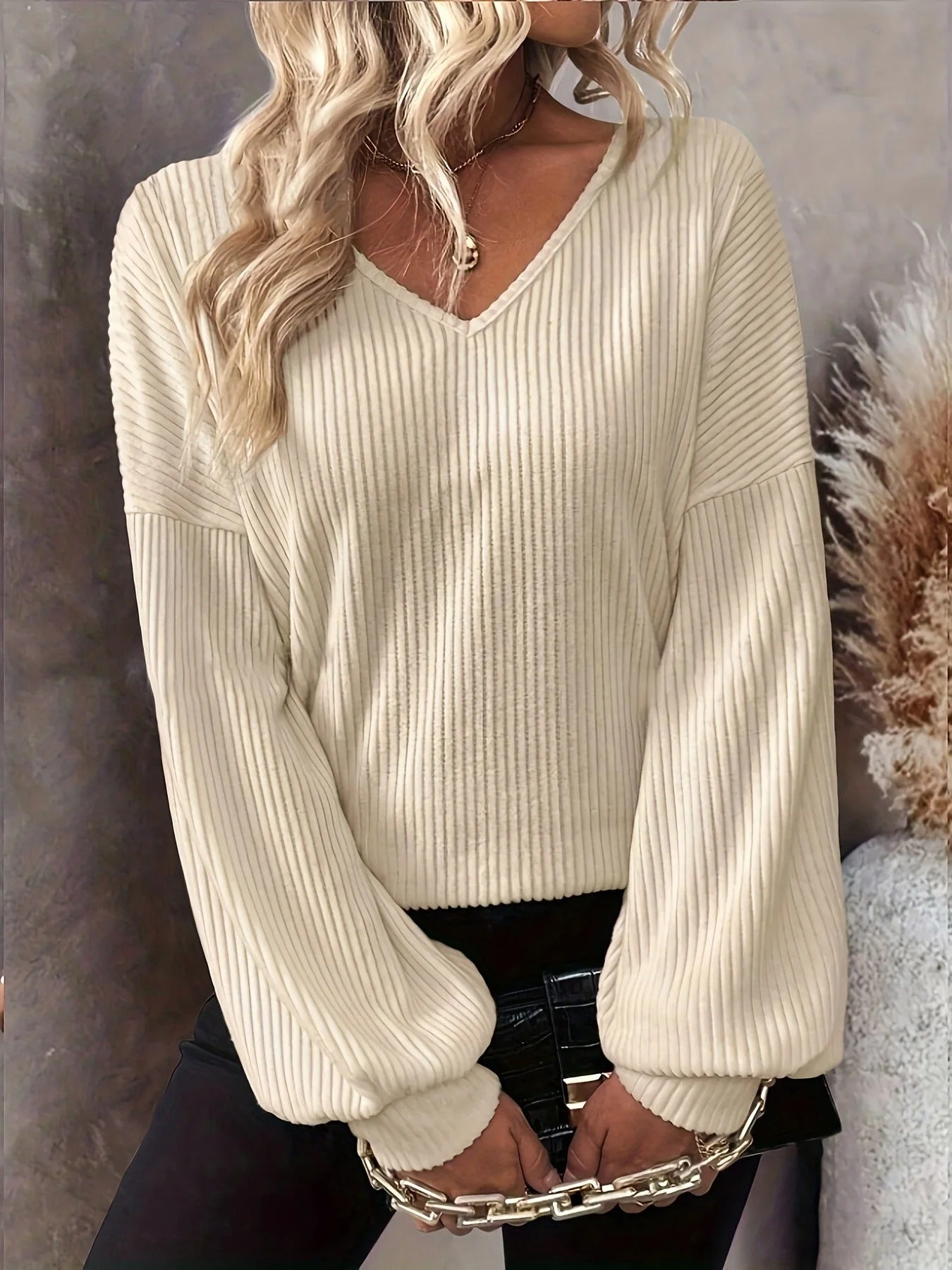 Alba Ribbed V-Neck Sweater