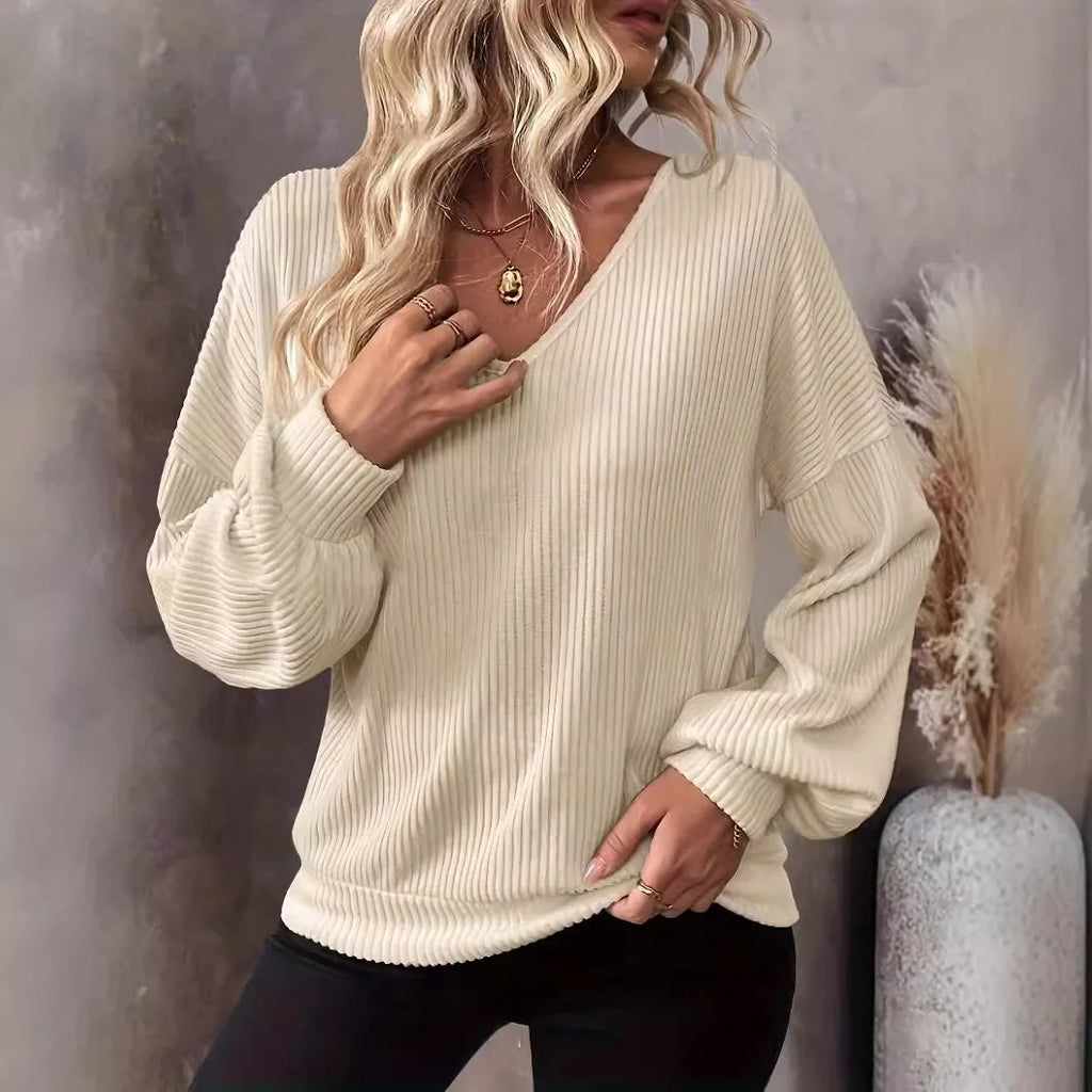 Alba Ribbed V-Neck Sweater