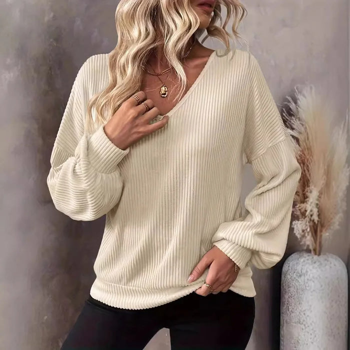 Alba Ribbed V-Neck Sweater