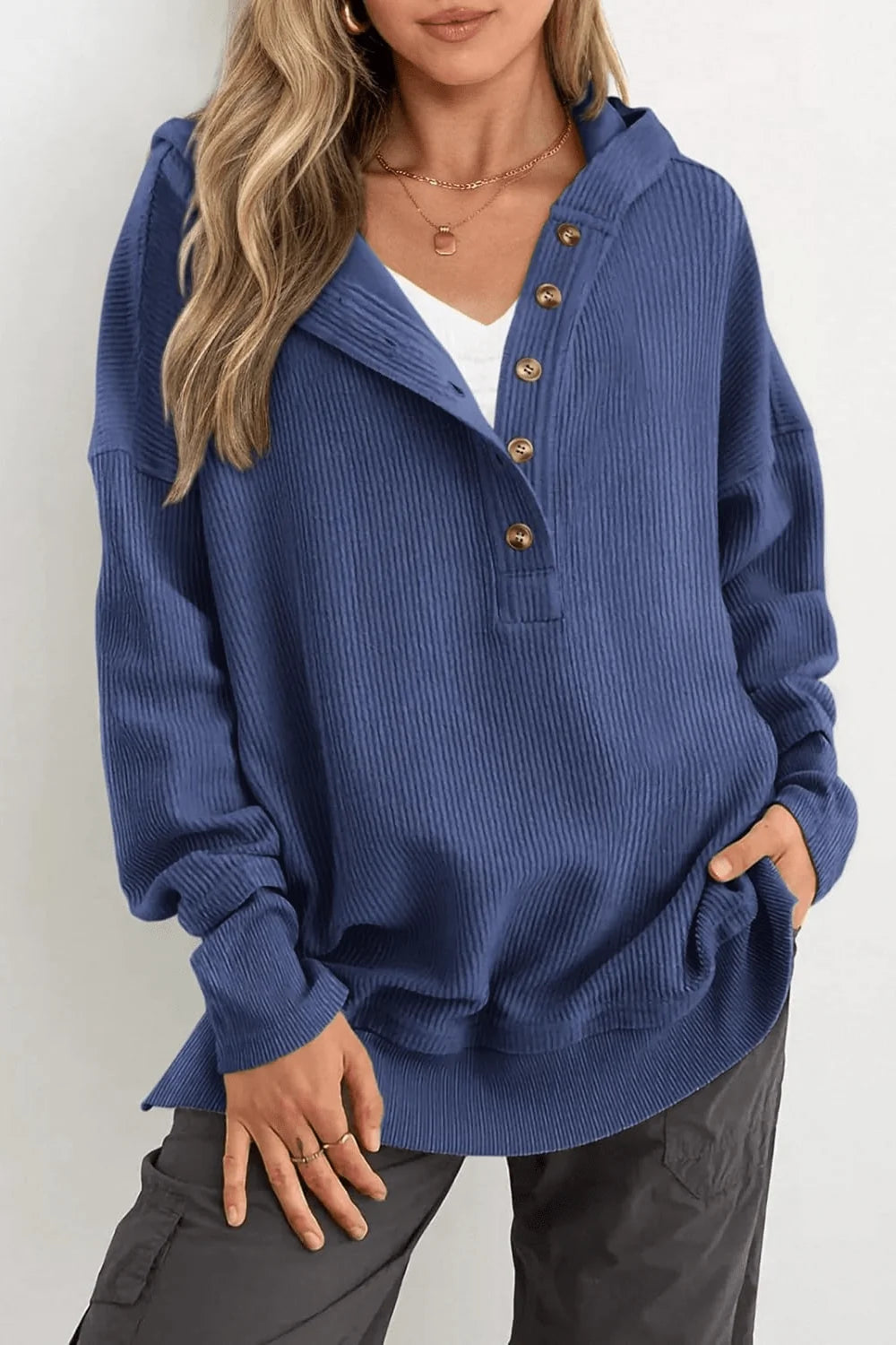 Capri Ribbed Collar Hoodie
