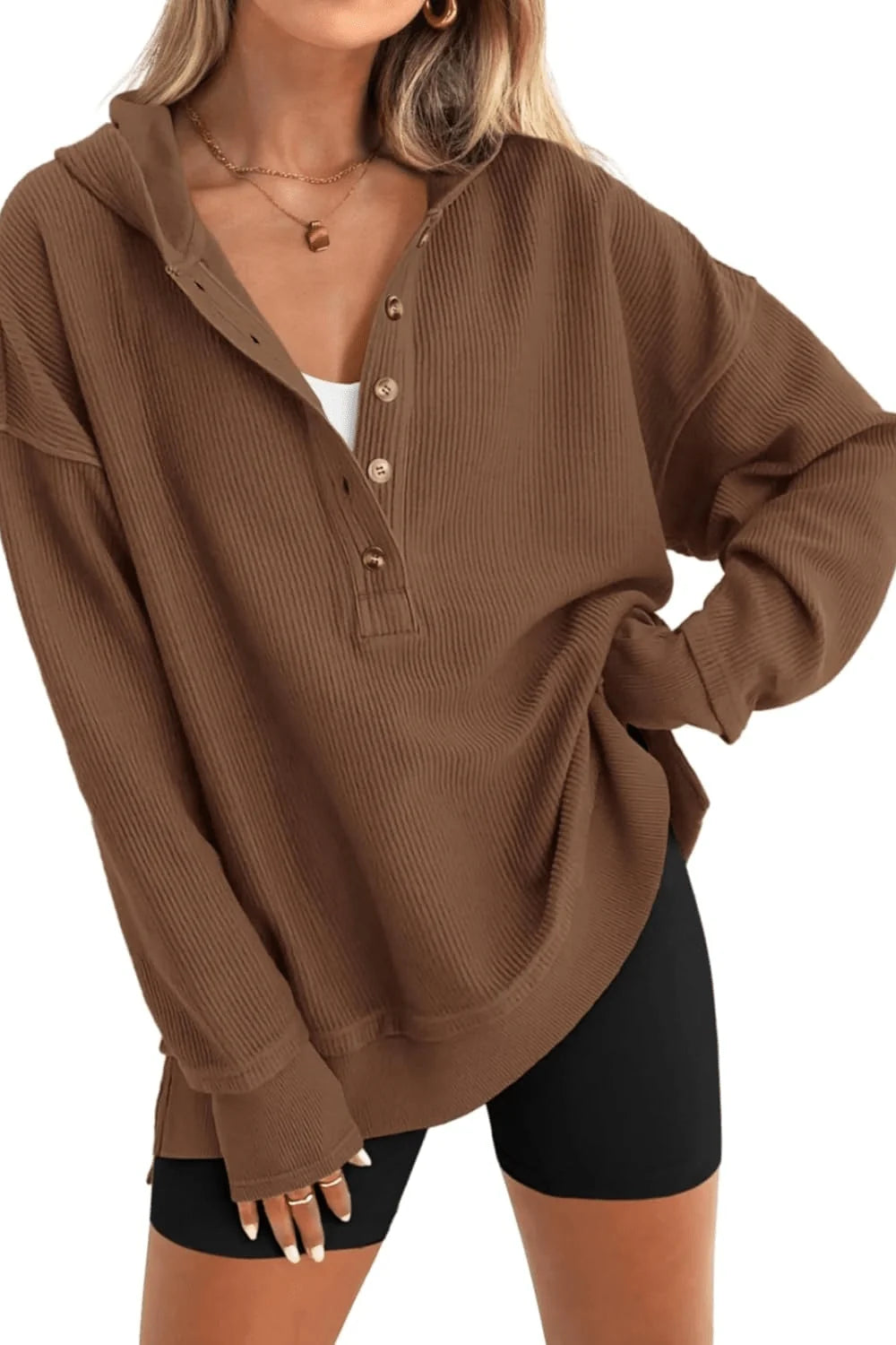 Capri Ribbed Collar Hoodie