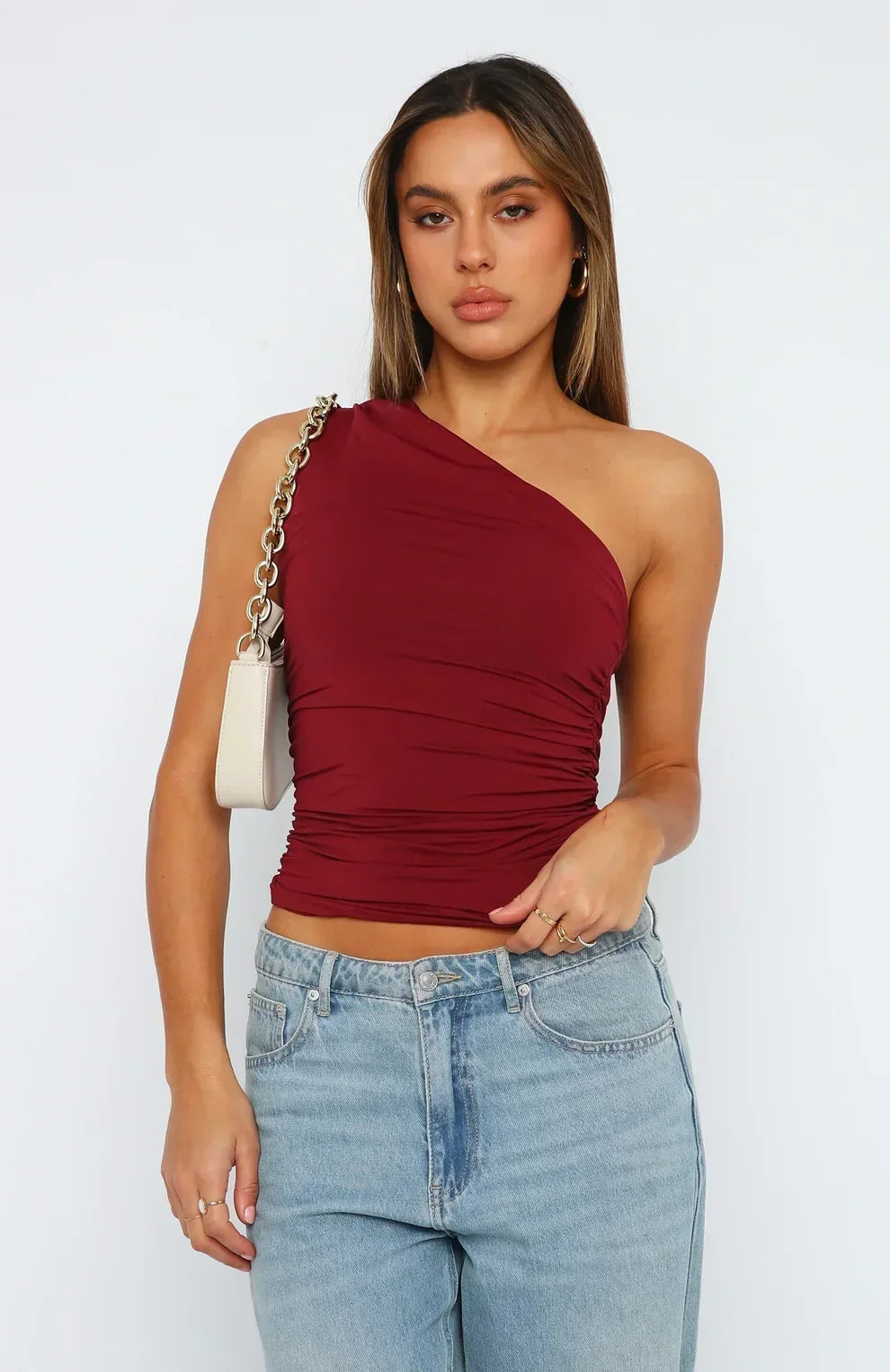 Sienna Ruched One-Shoulder Top